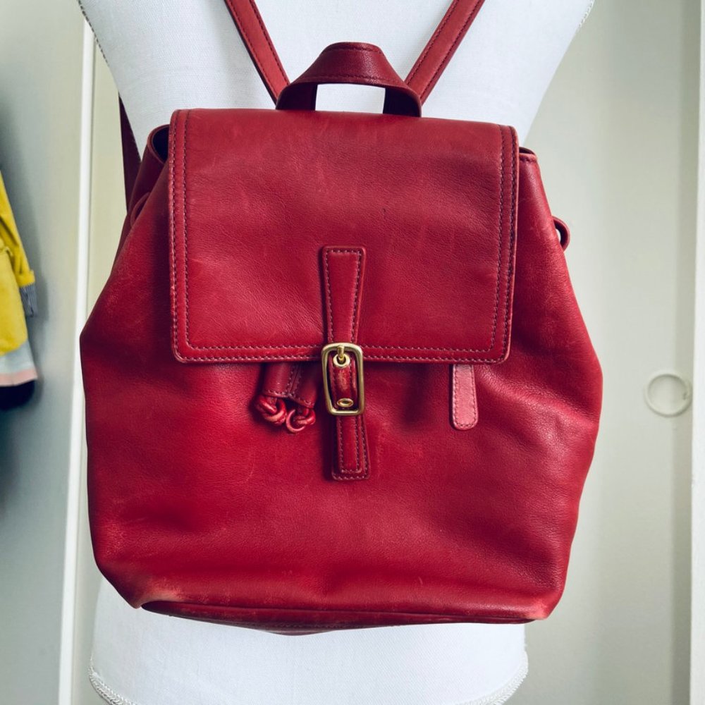 Coach Vintage Backpack Leather Red